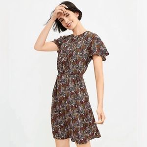 LOFT Paradise Pintucked Side Tie Dress - Large